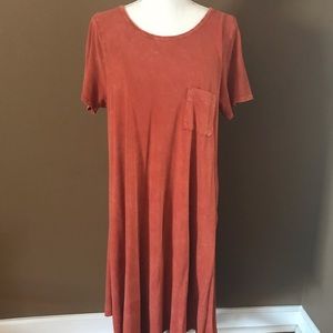 Lularoe Carley Rust Hi-Lo Dress EUC